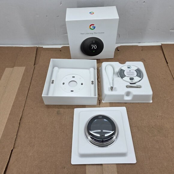 Google Nest 3rd BlackGeneration Learning Programmable Thermostat Kit T3016US A+ - Picture 12 of 16